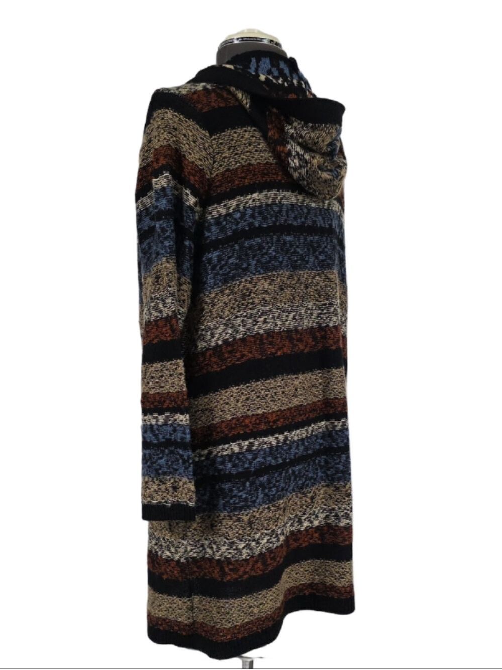 Bobeau Hooded Southwestern Geometric Tribal Long Duster Cardigan Sweater, Sz Lg - Picture 8 of 11